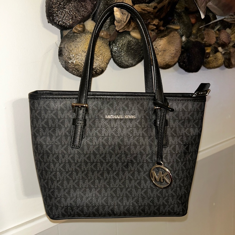 Michael Kors Black and Gray Signature Tote